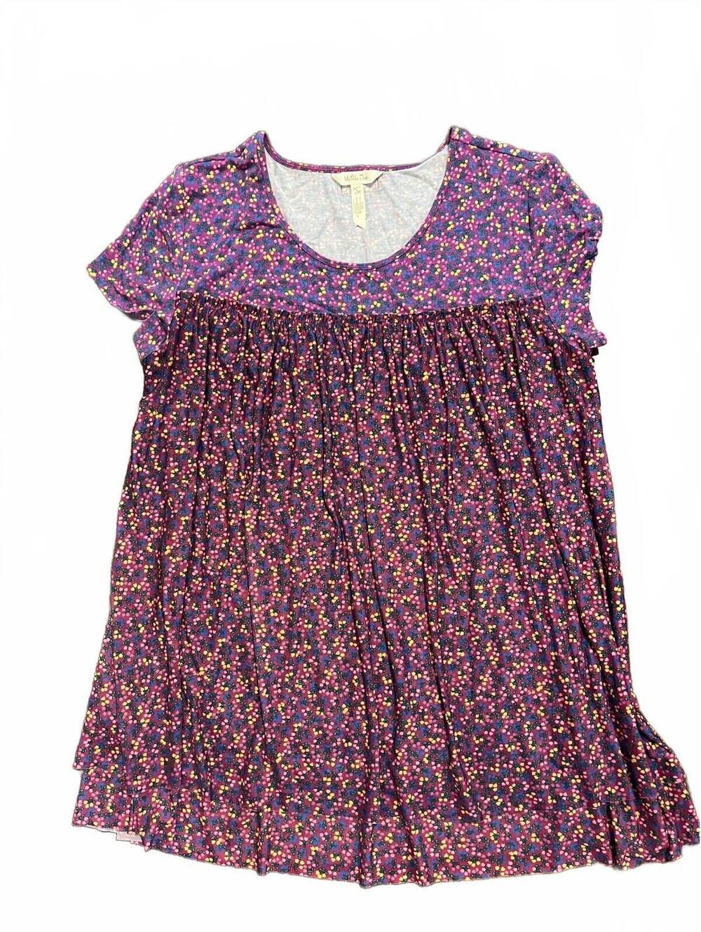 Matilda Jane Purple Floral Tunic Top Short Sleeve Scoop Neck Babydoll L